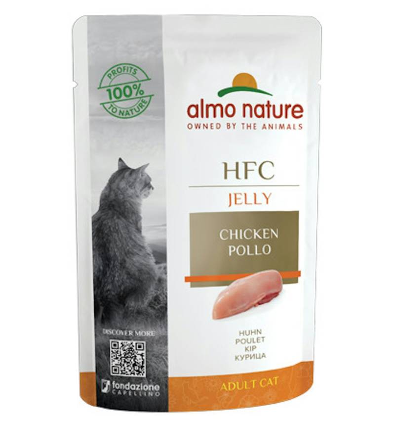 Almo Nature HFC Jelly 55g Beutel Katzennassfutter Sparpaket 48 x 55 Gramm Huhn