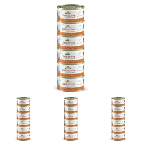 Almo Nature HFC Natural Megapack, Nassfutter für Katzen - Huhn und Thunfisch - (6 Dosen à 70 g) (Packung mit 4) von almo nature