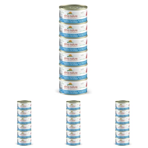 Almo Nature HFC Natural Megapack, Nassnahrung für Katzen - Atlantikthunfisch (6 Dosen x 70g) (Packung mit 4) von almo nature