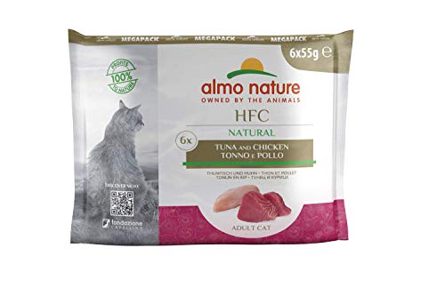 Almo Nature HFC Natural Megapack Katzenfutter nass -Thunfisch und Huhn 6er Pack (6 x 55g) von almo nature