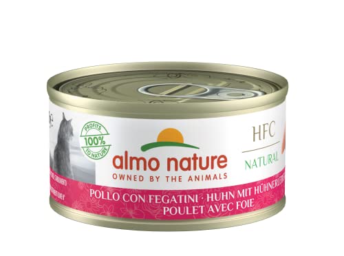 Almo Nature HFC Natural Nassfutter für ausgewachsene Katzen, Huhn und Leber, 24 Packungen à 70 g von almo nature