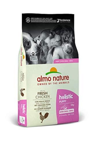 Almo Nature Holistic Puppy XS/Small mit Frischem Huhn- Komplett-Trockenfutter Für Welpen & Junghunde -kleiner Rassen - 12 Kg von almo nature