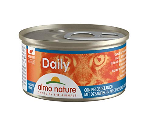 almo nature Daily Grain Free Katzenfutter, Mousse mit Ozeanfisch, Alleinfutter für Katzen, Nassfutter (ohne hinzugefügtes Getreide), 24er Pack (24 x 85g) von almo nature
