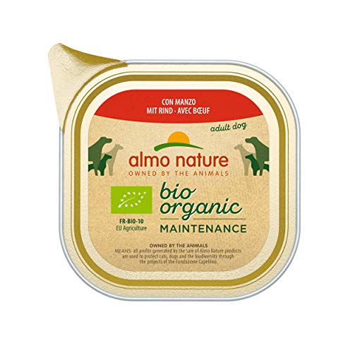 almo nature Bio Organic Maintenance Komplett Nassfutter für Hunde mit Rind, 32er Pack (32 x 100 g) von almo nature