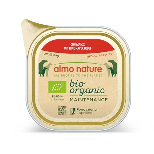 almo nature Bio Organic Maintenance Komplett Nassfutter für Hunde mit Rind, 32er Pack (32 x 100 g) von almo nature