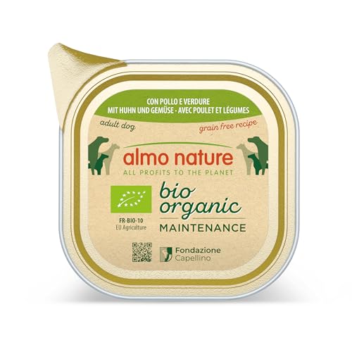 almo nature Bio Organic Maintenance Nassfutter für Hunde mit Huhn und Gemüse, 32er Pack (32 x 100 g) von almo nature