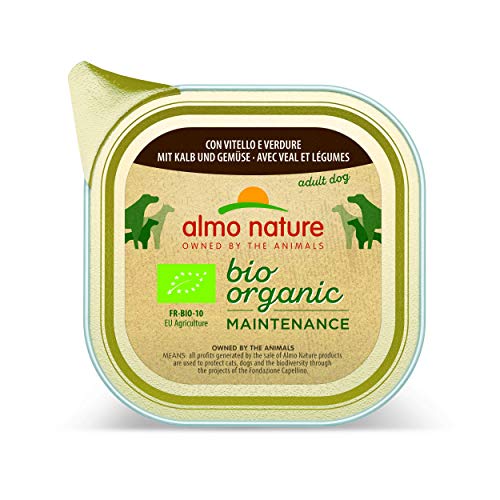 almo nature Bio Organic Maintenance Nassfutter für Hunde mit Kalb und Gemüse, 32er Pack (32 x 100 g) von almo nature