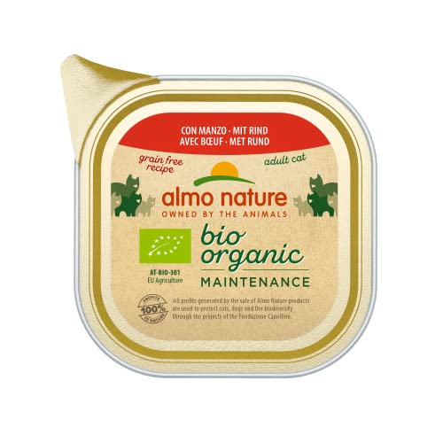 almo nature Bio Organic Maintenance nass für Katzen - mit Rind 85 g x 19 stück, 1.62 kg von almo nature