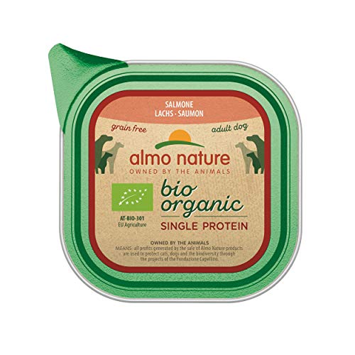 almo nature Bio Organic Monoprotein - Grain Free Nassfutter für Hunde mit Lachs, 11er Pack (11 x 150 g) von almo nature