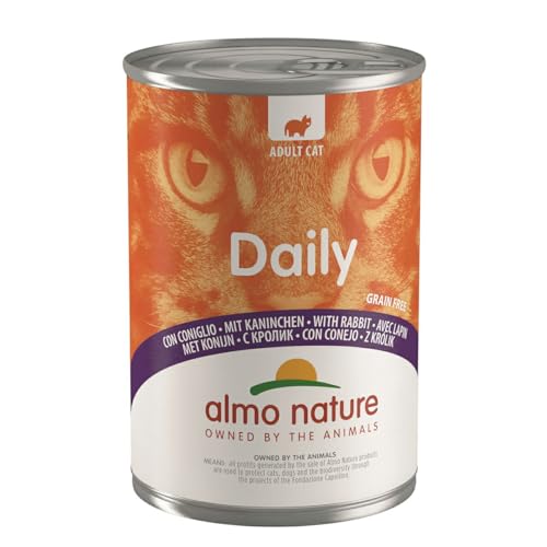 almo nature Daily Grain Free Katzenfutter, Mousse mit Kaninchen, Alleinfutter für Katzen, Nassfutter 24er Pack (24 x 85g) von almo nature