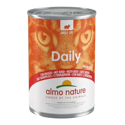 almo nature Daily Grain Free Katzenfutter mit Rind Alleinfutter für Erwachsene Katzen,Nassfutter- 24er Pack (24 x 400 g) von almo nature