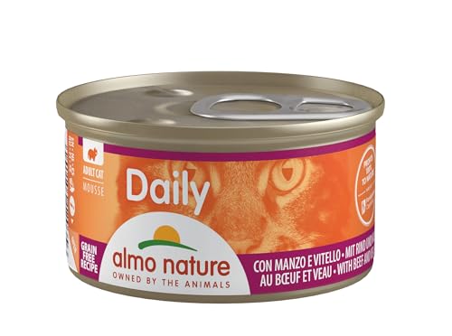 almo nature Daily - Komplettnahrung für ausgewachsene Katzen - Rind und Kalb. 24 Dosen à 85 g. von almo nature