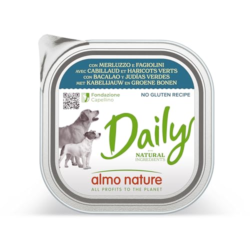 almo nature Daily Nassfutter für Erwachsene Hunde mit Kabeljau und Gartenbohnen - Aluschale 300 g. von almo nature