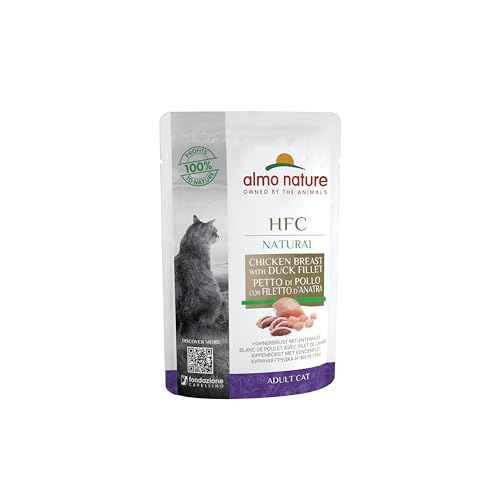 almo nature HFC Natural Hühnerbrust mit Entenfilet Katzenfutter nass 24er Pack (24 x 55g), 1er Pack (1 x 1.700 kilograms) von almo nature