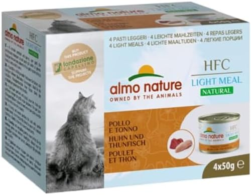 almo nature HFC Natural Light Meal - Huhn & Thunfisch - Nassfutter für ausgewachsene Katzen - 4 Dosen à 50g von almo nature