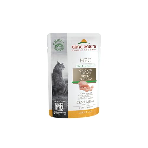 almo nature HFC Natural Plus nass für Katzen - Hühnerbrust 55g x 24 Stück, 1er Pack (1 x 1.7 kilograms) von almo nature