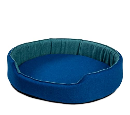 alpha mat Hundebett Discovery Hundebett Rund - Hundematte - Hundebett kleine Hunde - Hundekissen - Hundekissen kleine Hunde - Bett für Hund - Dog Bed - Hundesofa - Grün und Blau - 68x60x16 cm von alpha mat