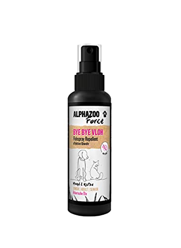 alphazoo ByeByeVloh Anti Floh-Spray 100 ml I Natürliches Flohmittel Katzen, Hunde & Pferde I Mit Sofortwirkung I Langzeit Flohschutz, gegen Juckreiz von alphazoo