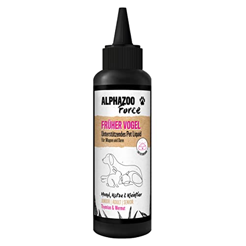 alphazoo FrüheVogel Anti Wurm-Mittel flüssig 100ml I Für Hunde, Katzen, Vögel, Meerschweinchen UVM. I Natürliche Wurmkur I Entwurmung bei Allen Würmern von alphazoo