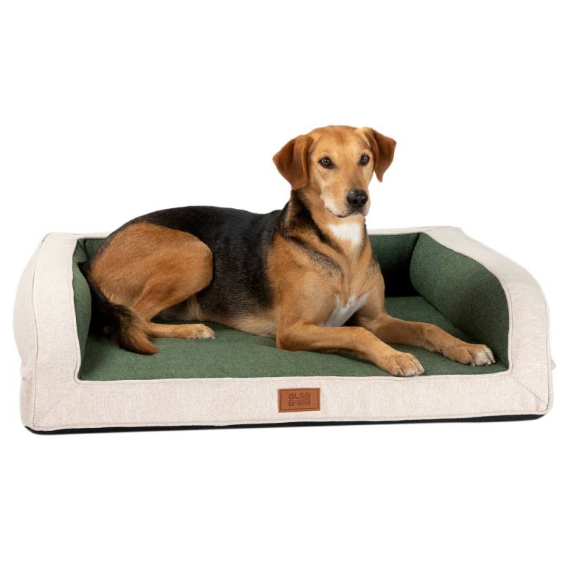 alsa-brand Hundebett Office grün-beige, Außenmaße: ca. 100 x 80 x 25 cm von alsa-brand