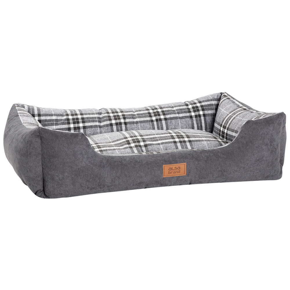 alsa-brand Hundebett Sofa Karo grau-kariert, Außenmaße: ca. 100 x 70 x 27 cm von alsa-brand