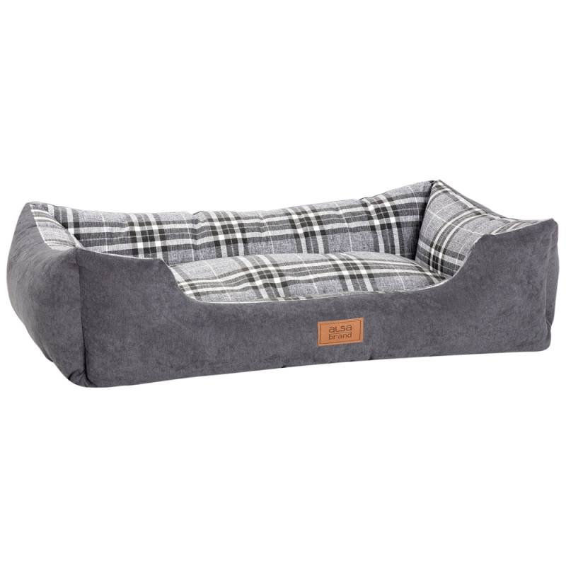 alsa-brand Hundebett Sofa Karo grau-kariert, Außenmaße: ca. 80 x 60 x 25 cm von alsa-brand