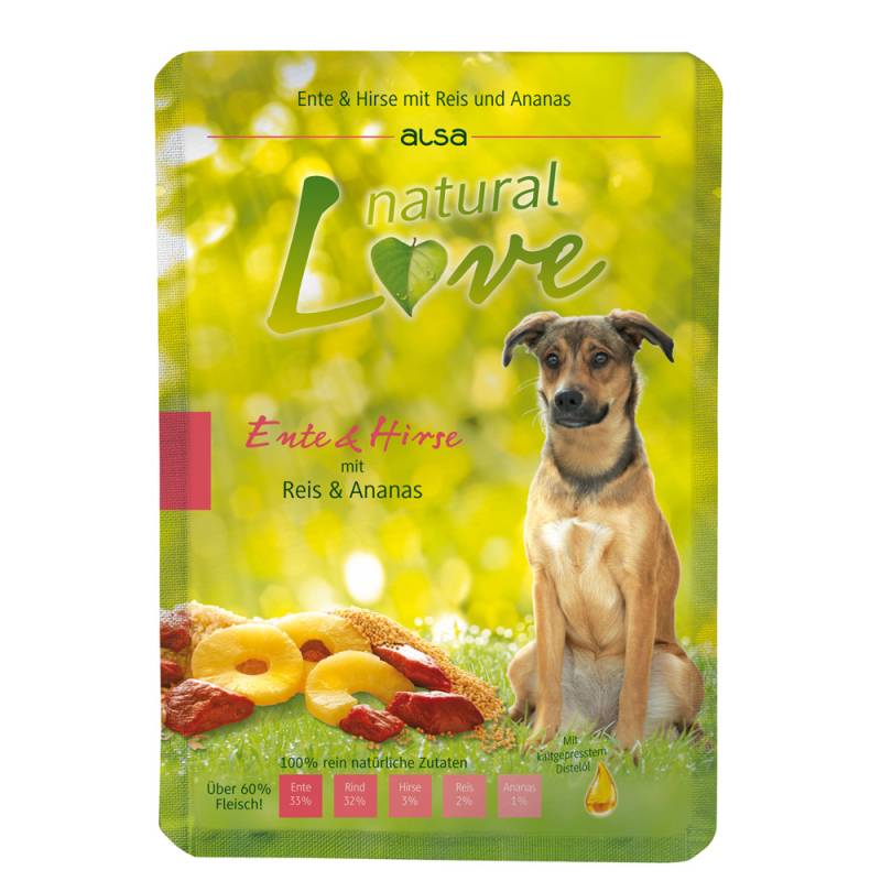 alsa natural Love Ente & Hirse mit Reis und Ananas, Anzahl: 6 x 300 g, 300 g, Hundefutter nass von alsa natural Love