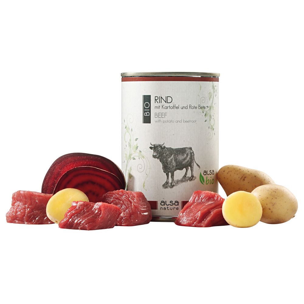 alsa-nature BIO Rind mit Kartoffel und Rote Bete, Anzahl: 400 g, 400 g, Hundefutter nass von alsa-nature