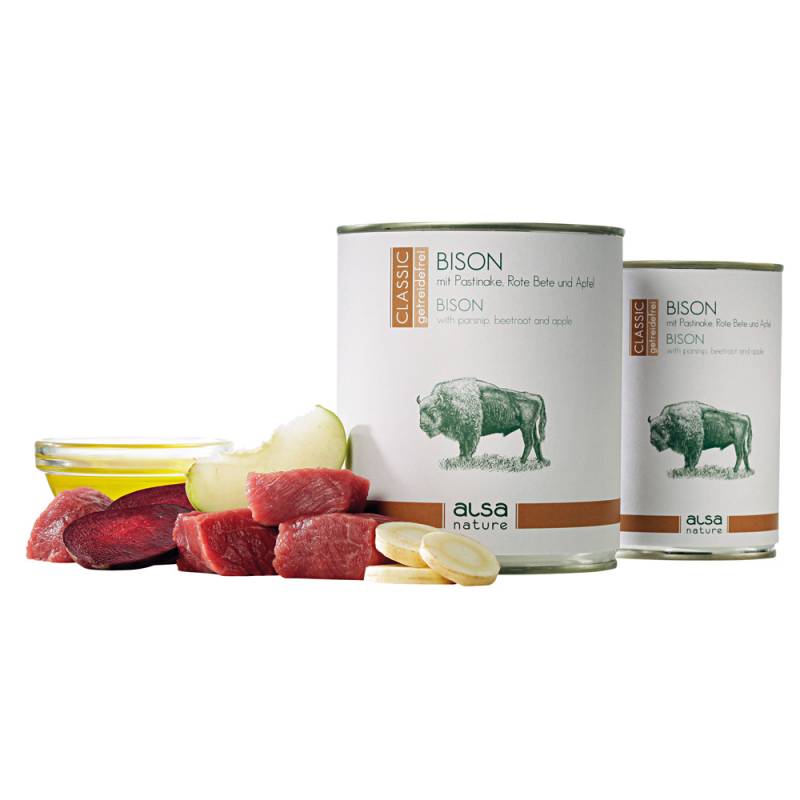 alsa-nature Bison mit Pastinake, Rote Bete & Apfel, Anzahl: 12 x 400 g, 400 g, Hundefutter nass von alsa-nature