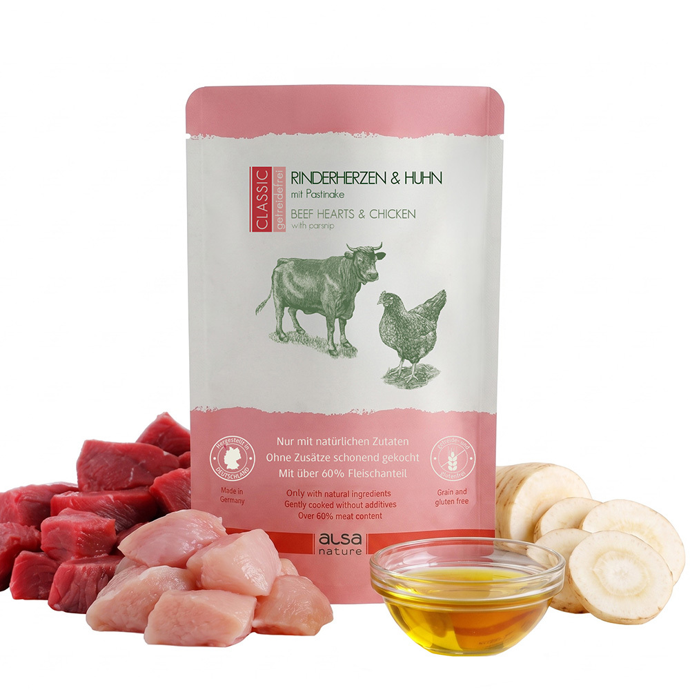 alsa-nature CLASSIC Rinderherzen & Huhn mit Pastinake, 6 x 500 g, Hundefutter nass alsa-nature CLASSIC Rinderherzen & Huhn mit Pastinake, 6 x 500 g, Hundefutter nass von alsa-nature