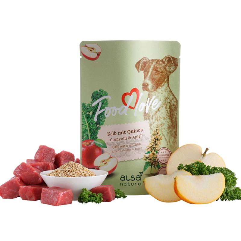 alsa-nature FOODLOVE Kalb mit Quinoa, Grünkohl & Apfel, Anzahl: 12 x 300 g, 300 g, Hundefutter von alsa-nature