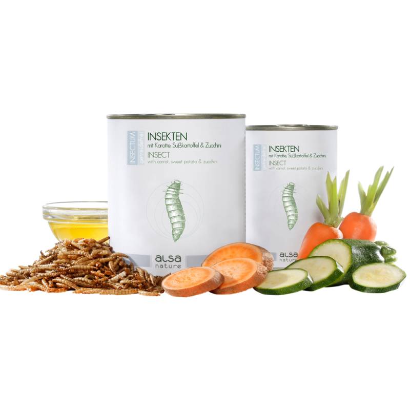 alsa-nature INSECTUM Insekten mit Karotte, Süßkartoffel & Zucchini, Anzahl: 12 x 375 g, 375 g, Hundefutter nass von alsa-nature