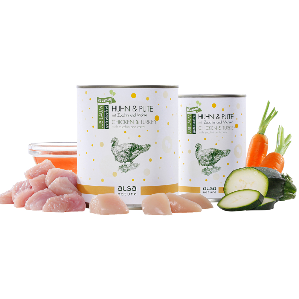 alsa-nature JUBILÄUMS-EDITION Huhn & Pute, Anzahl: 400 g, 400 g, Hundefutter nass von alsa-nature