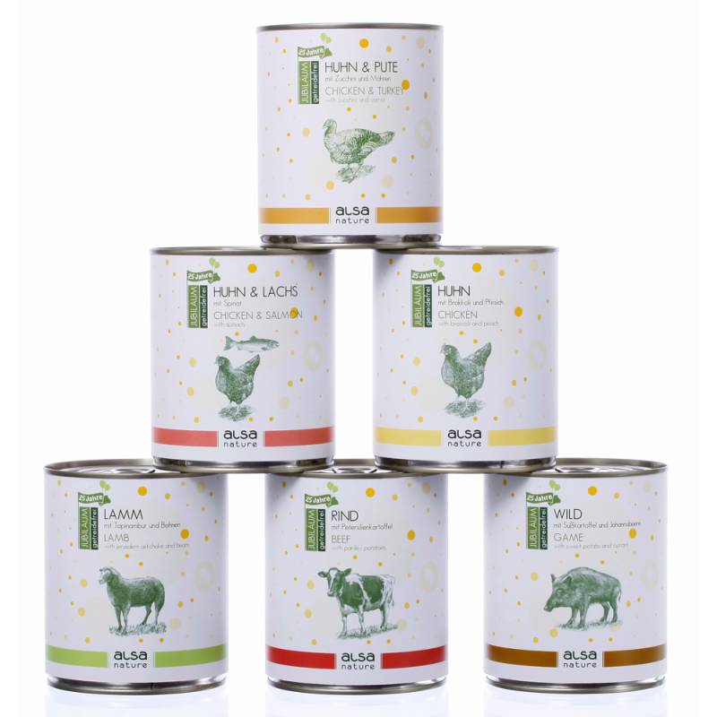 alsa-nature JUBILÄUMS-Menü-Mix, Anzahl: 30 x 800 g, 800 g, Hundefutter nass von alsa-nature