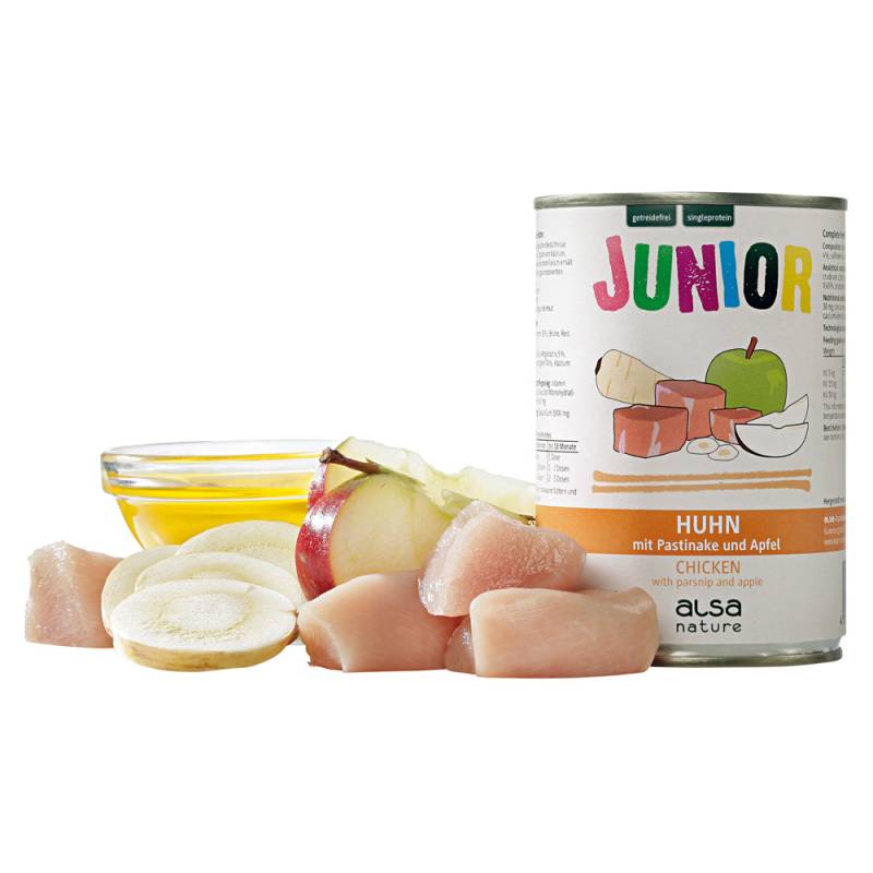 alsa-nature JUNIOR Huhn mit Pastinake & Apfel, Anzahl: 400 g, 400 g, Hundefutter nass von alsa-nature