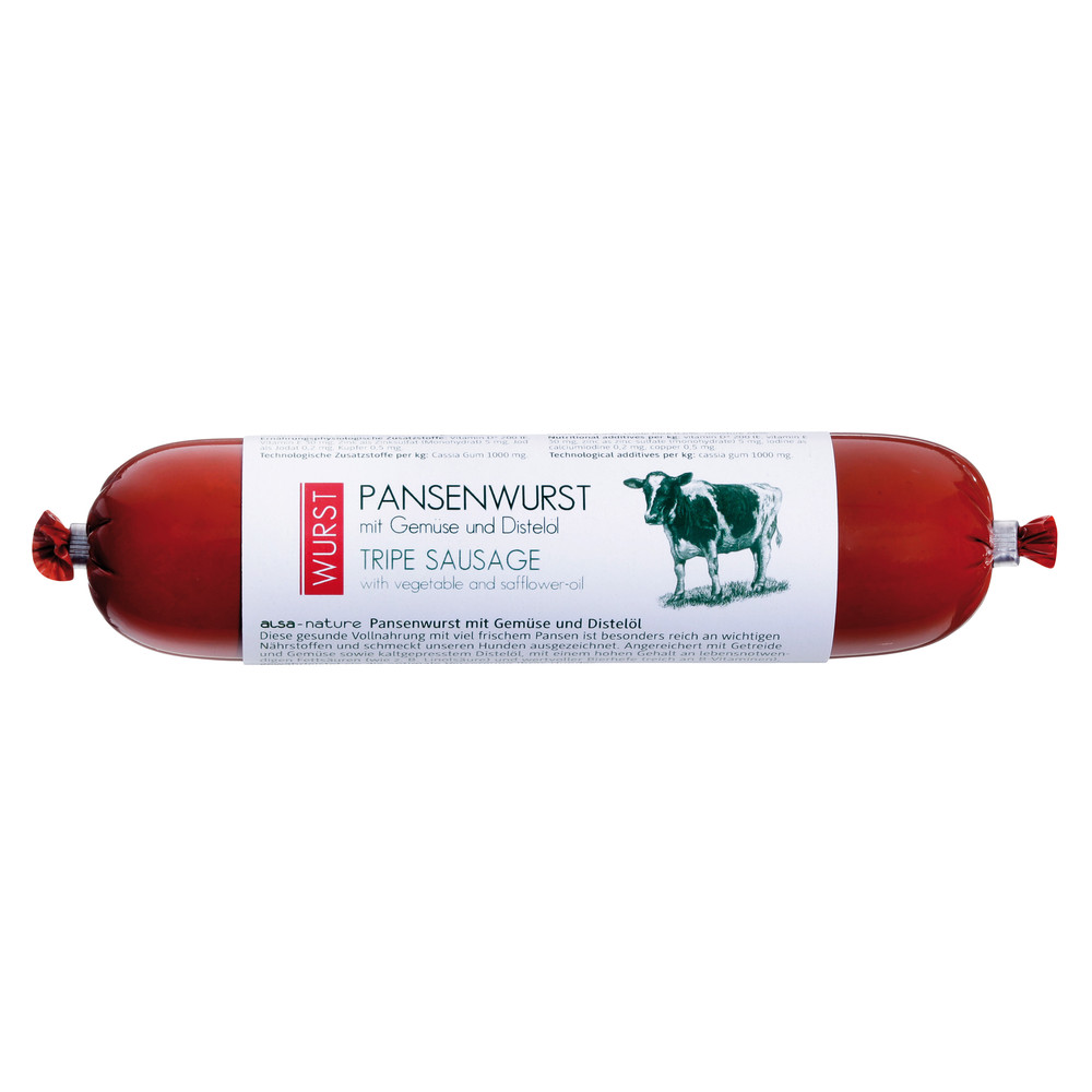 alsa-nature Pansenwurst, 6 x 200 g, Hundefutter von alsa-nature