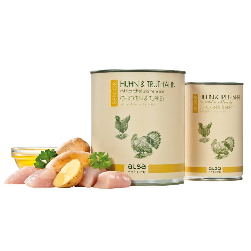 alsa-nature SENIOR Huhn & Truthahn mit Kartoffel und Petersilie, Anzahl: 400 g, 400 g, Hundefutter nass von alsa-nature