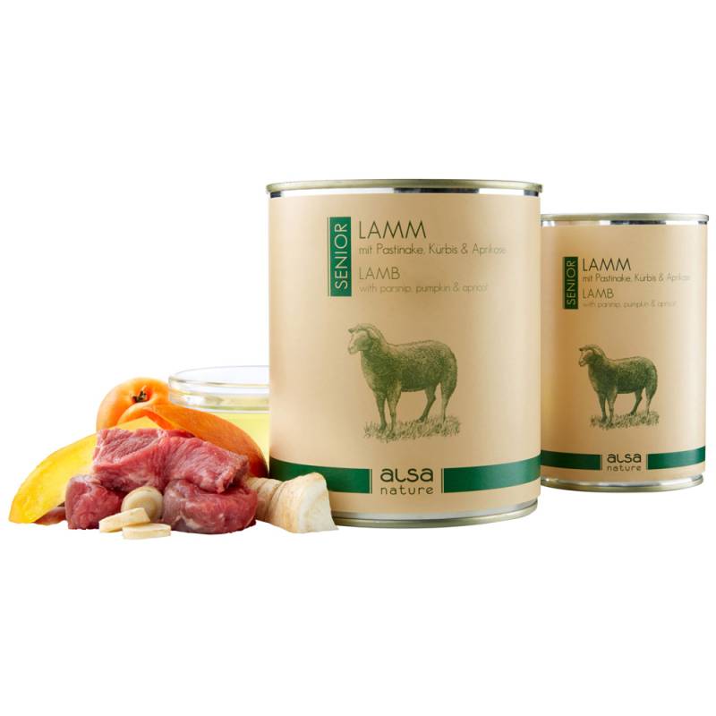 alsa-nature SENIOR Lamm mit Pastinake, Kürbis & Aprikose, Anzahl: 12 x 400 g, 400 g, Hundefutter nass von alsa-nature