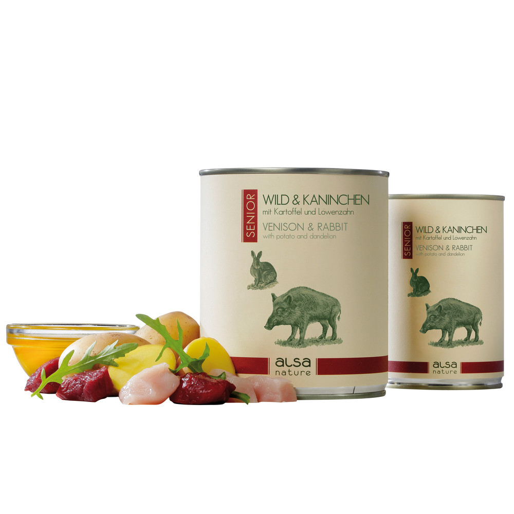 alsa-nature SENIOR Wild & Kaninchen mit Kartoffel & Löwenzahn, Anzahl: 400 g, 400 g, Hundefutter nass von alsa-nature