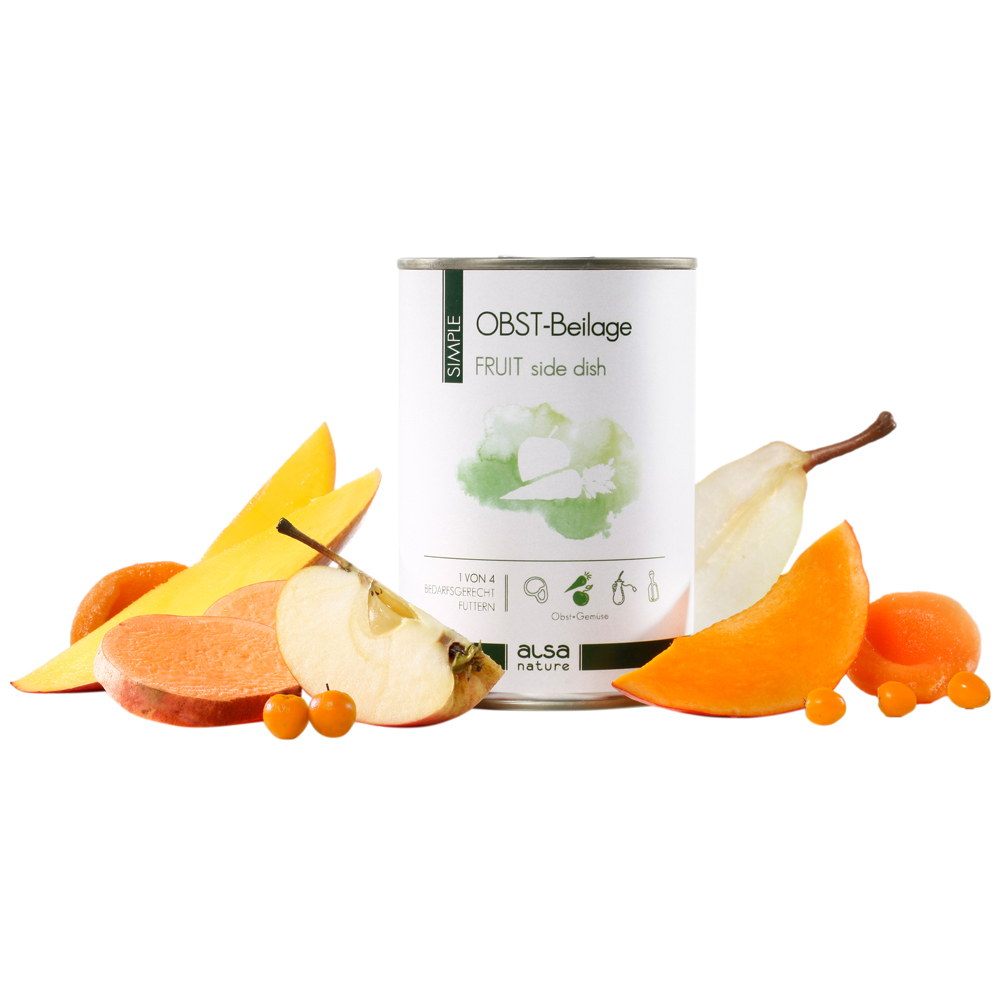 alsa-nature SIMPLE Obst-Beilage, Anzahl: 6 x 375 g, 375 g, Hundefutter nass von alsa-nature