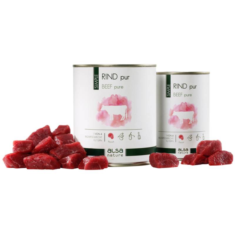 alsa-nature SIMPLE Rind pur, Anzahl: 12 x 400 g, 400 g, Hundefutter nass von alsa-nature