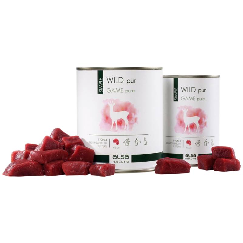 alsa-nature SIMPLE Wild pur, Anzahl: 12 x 400 g, 400 g, Hundefutter nass von alsa-nature