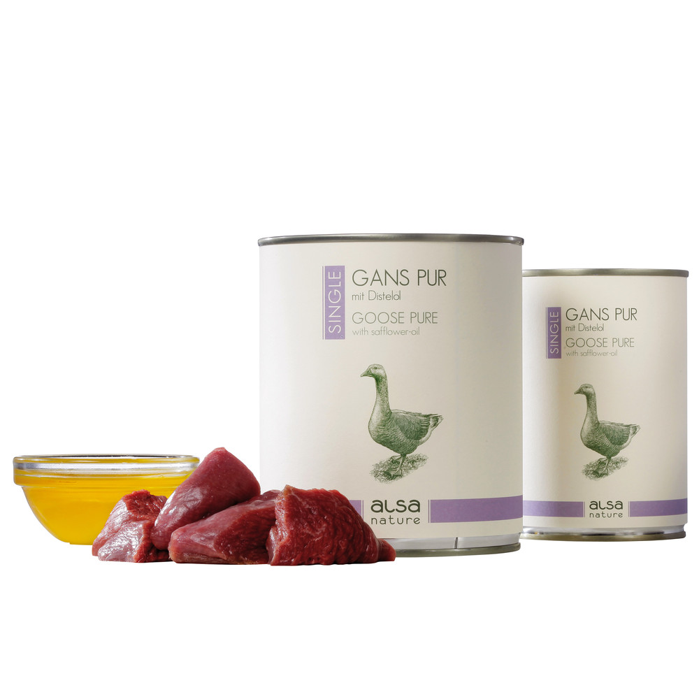 alsa-nature SINGLE Gans pur, Anzahl: 800 g, 800 g, Hundefutter nass von alsa-nature