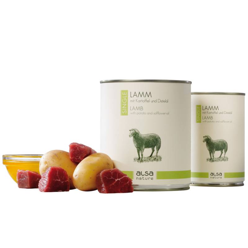 alsa-nature SINGLE Lamm mit Kartoffel, Anzahl: 6 x 800 g, 800 g, Hundefutter nass von alsa-nature