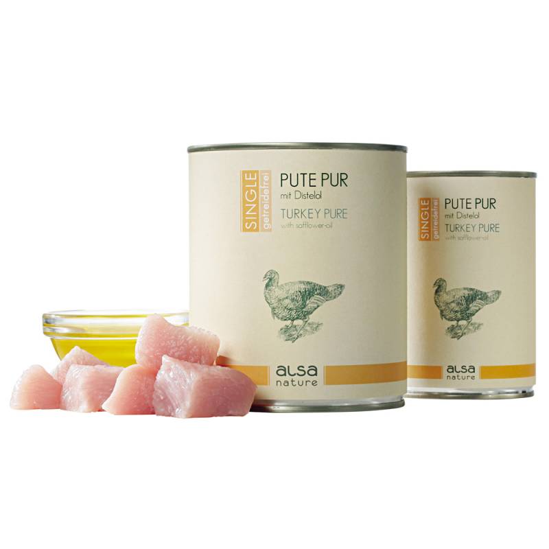 alsa-nature SINGLE Pute pur, Anzahl: 800 g, 800 g, Hundefutter nass von alsa-nature