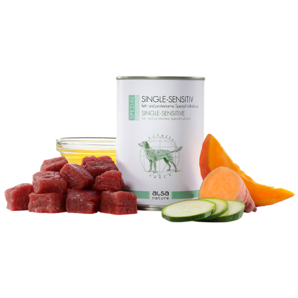 alsa-nature SPEZIAL Single-Sensitiv, Anzahl: 12 x 400 g, 400 g, Hundefutter nass von alsa-nature