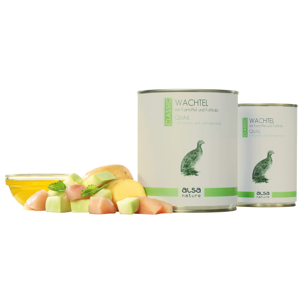 alsa-nature Wachtel mit Kartoffel & Kohlrabi, Anzahl: 12 x 400 g, 400 g, Hundefutter nass von alsa-nature