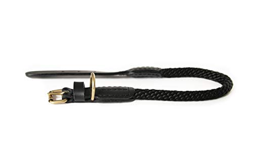 Alvalley Hunde Lederhalsband mit Schnalle 3/4 Zoll Dicke x 46 cm lang, schwarz von alvalley