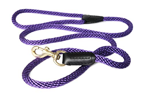 Alvalley Leder- und Seil Snap Leine für Hunde aus starkem Multifilament Polypropylen Seil 3/4 in Stärke x 4 ft lang oder 19 mm dick x 122 cm lang, violett von alvalley