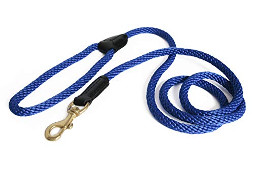 Alvalley Leder- und Seil Snap Leine für Hunde aus starkem Multifilament Polypropylen Seil 3/4 in Stärke x 6 ft lang oder 19 mm dick x 183 cm lang, dunkelblau von alvalley